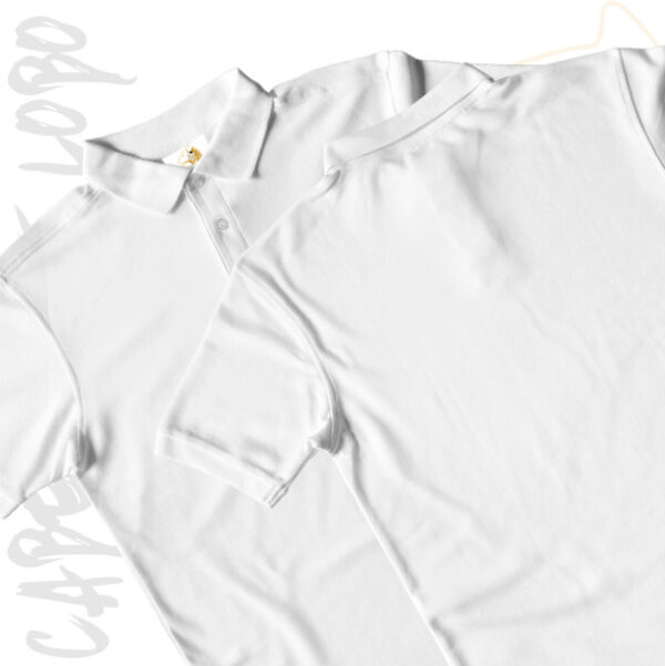 Playera Tipo Polo Manga Corta en Pique  Color Blanco - Imagen 2