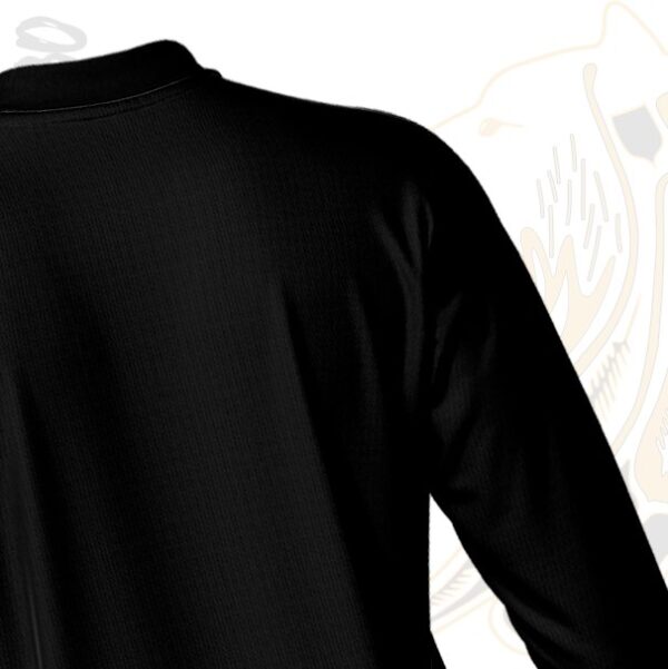 Playera Tipo Polo Manga Larga en Pique  Color Negro - Imagen 3